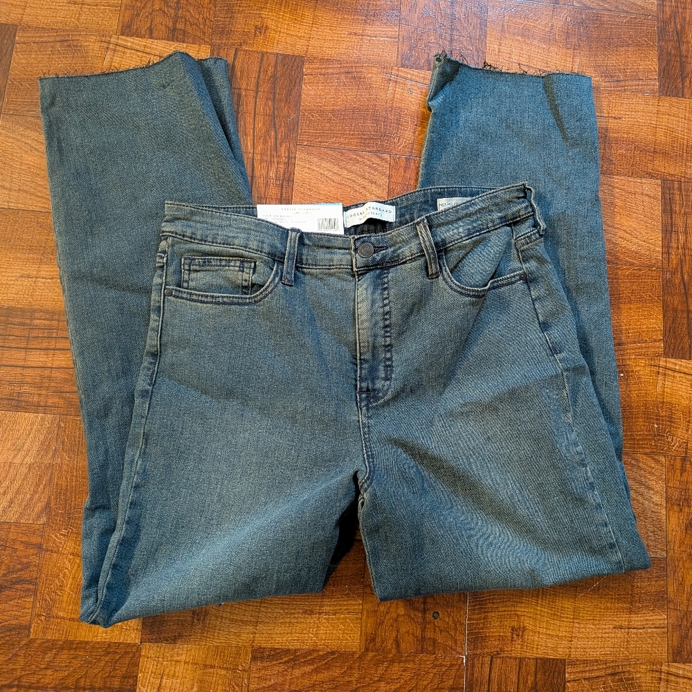 Social Standard Sanctuary High Rise Crop Straight NWT Blue Jeans Women's 10